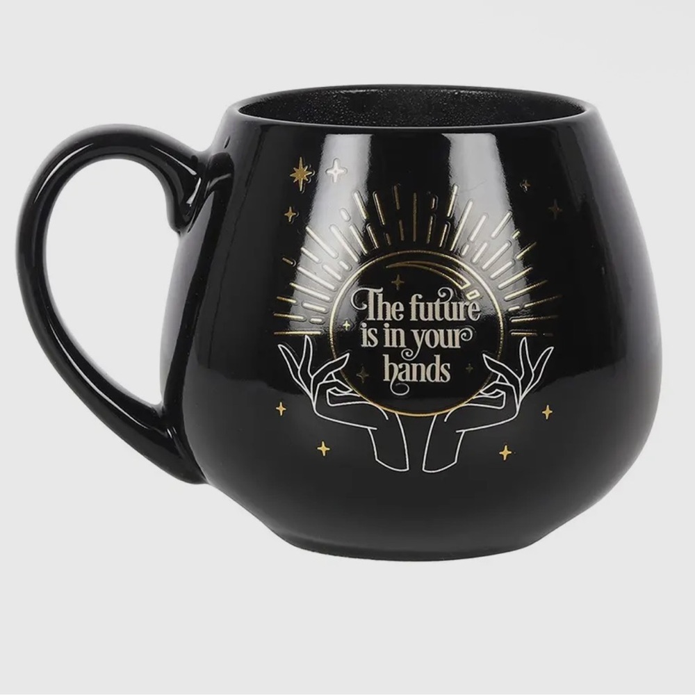 Black Color Changing Fortune Teller Mug with Gold Accents